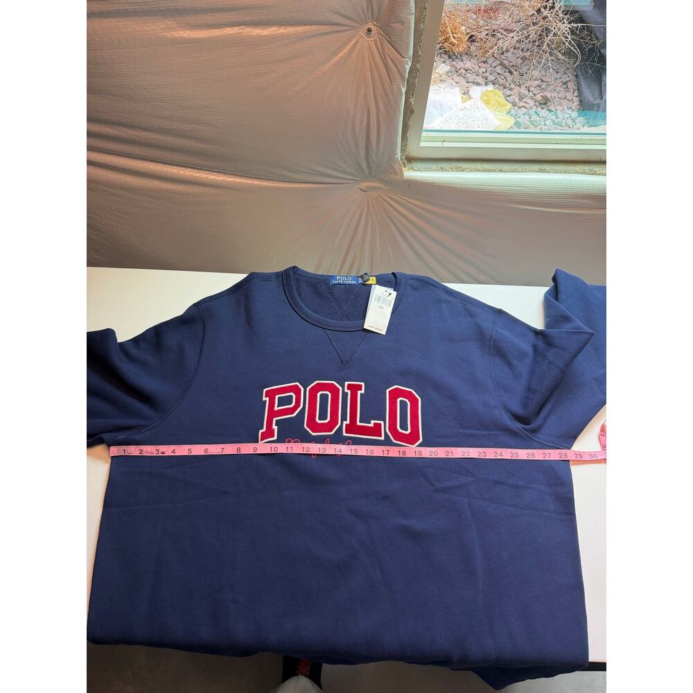 Polo Ralph Lauren Mens Logo Fleece Sweatshirt Size 2X Navy Crew Neck Preppy NWT - Picture 11 of 13